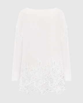 Ermanno Scervino White cashmere sweater with lace D445M309APPYU