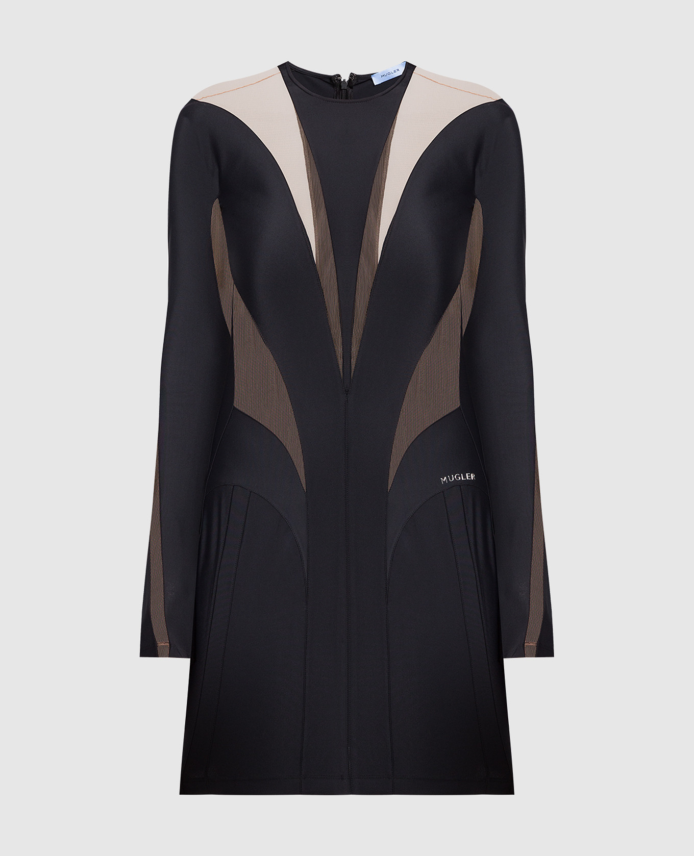 Thierry Mugler - Black mini dress with sheer inserts 22S1RO1386842