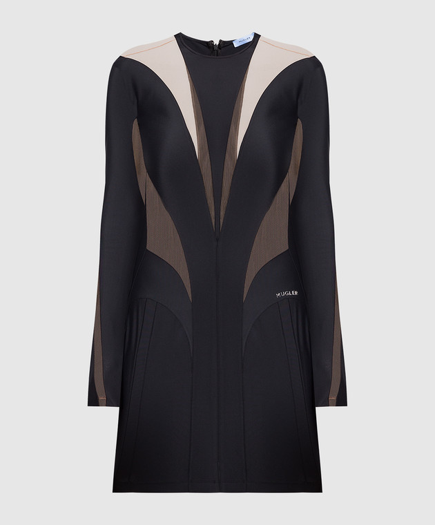 thierry mugler sheer dress 1989 Thierry Mugler Runway Black Velvet Lightning Bolt Sheer Illusion Dress at 1stDibs
