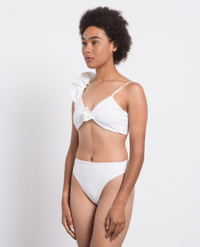 Maygel Coronel White swimsuit with ruffles and appliqué GALUA