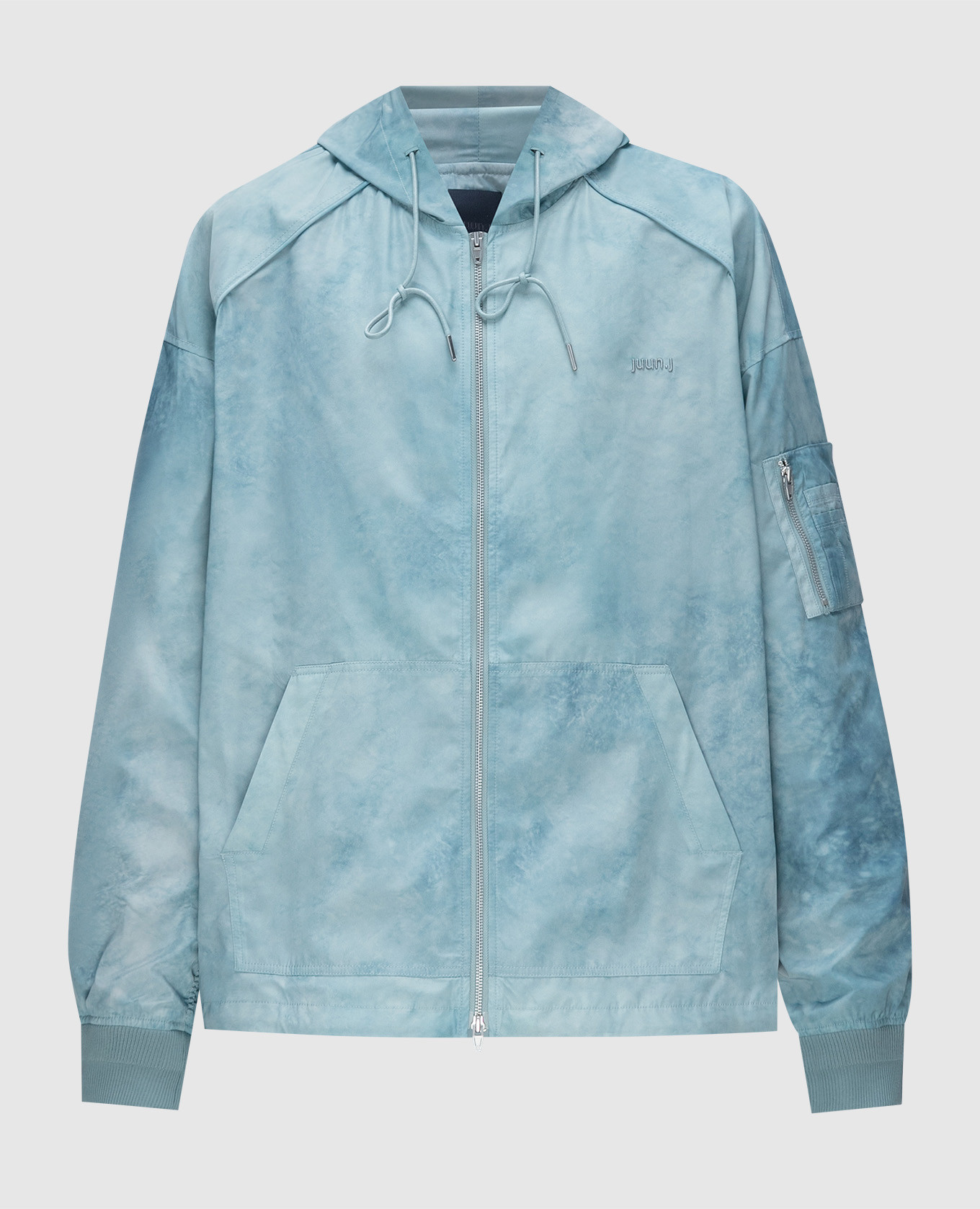 

Blue windbreaker with logo embroidery Juun.j, Light blue