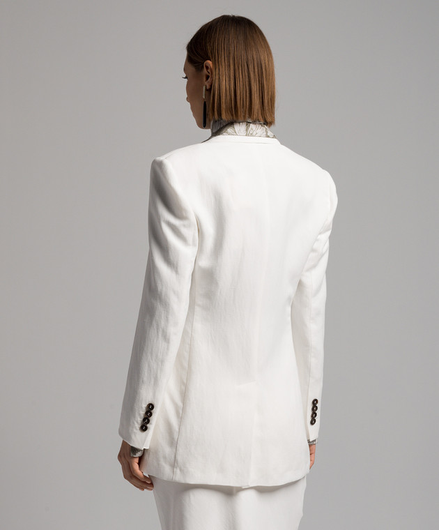 Brunello Cucinelli - White linen jacket with monil chain MH1262682