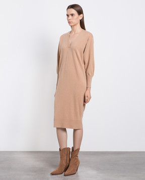 Enrico Mandelli Brown cashmere midi dress A7KD045226