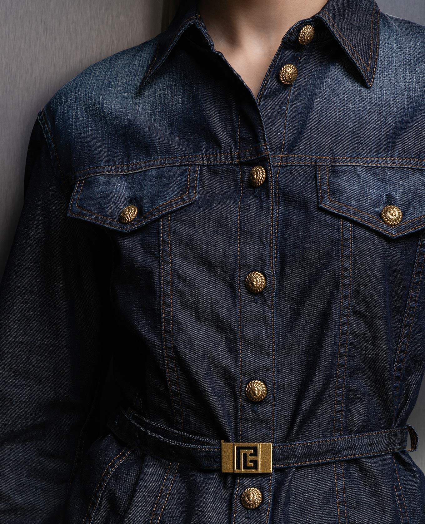 Blue denim shirt with a distressed effect Balmain 5