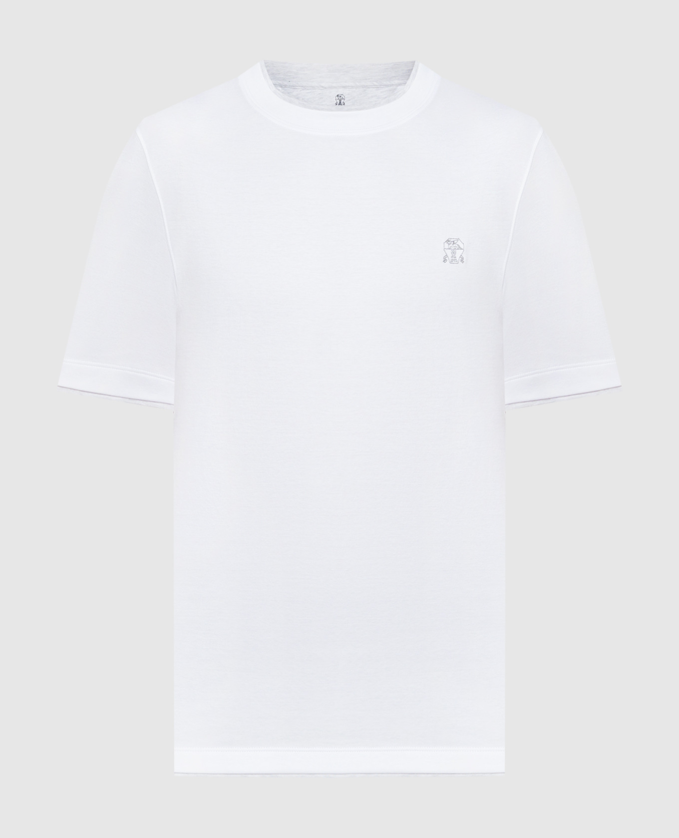 

White t-shirt with embroidered logo emblem Brunello Cucinelli, Белый
