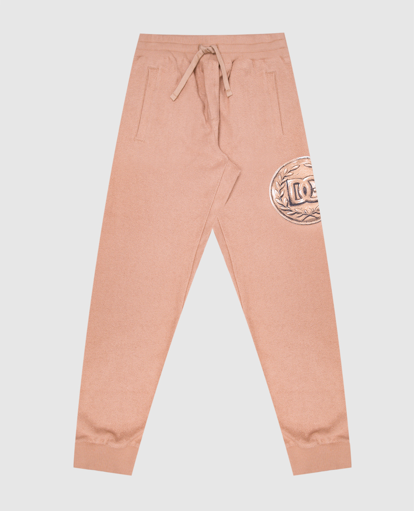 Beige joggers with a coin print dolce&gabbana