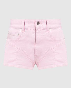 Thierry Mugler Shorts vaqueros rosas con inserciones en contraste 22W6PA0365246