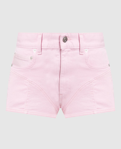 Thierry Mugler - Pink denim shorts with contrasting inserts