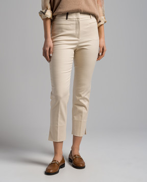Peserico Beige pants with a patch P04615J001953