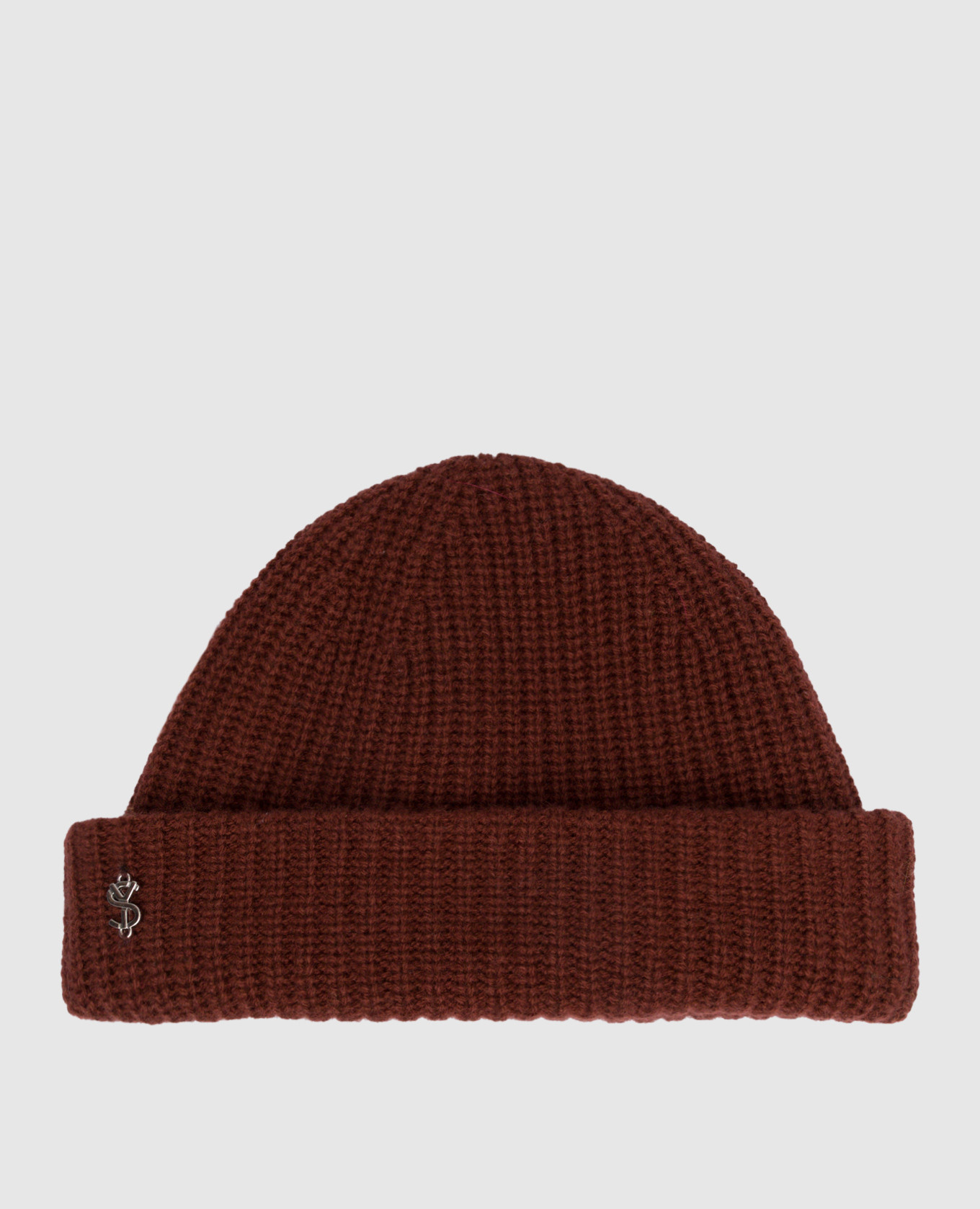 

Brown hat with metallic logo Yves Salomon, Коричневый