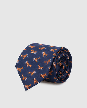 Stefano Ricci Children's blue silk set of patterned tie and shawl YDHNG500