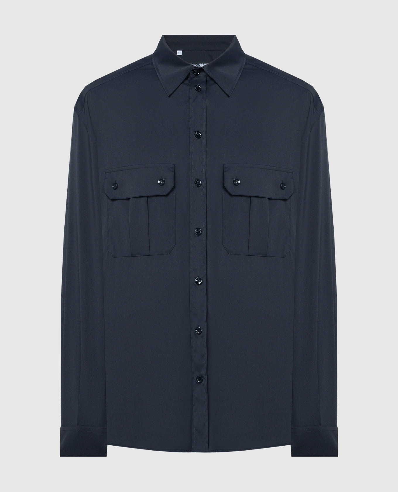 Blue shirt with logo patch dolce&gabbana