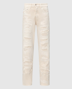 Heron Preston Beige jeans with holes HWYA017F23FAB001