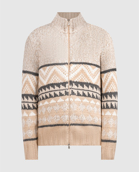 Brunello Cucinelli Beige patterned cashmere cardigan M22300216