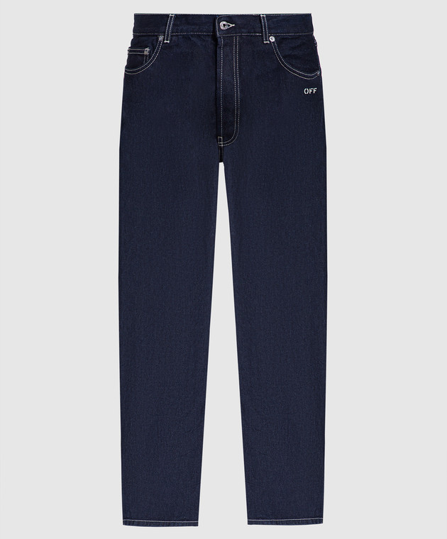 Off-White - Blue jeans with logo OMYA180F23DEN001 - shop with 