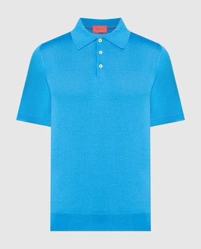 ISAIA Blue cashmere and silk polo shirt MG8024YP002
