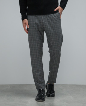 Marco Pescarolo Chiaiam Check Cashmere Gray Tapered Pants CHIAIAM4845