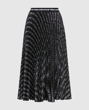 Versace Jeans Couture Black midi pleated skirt in Logo Brush Couture print 75HAE808NS336