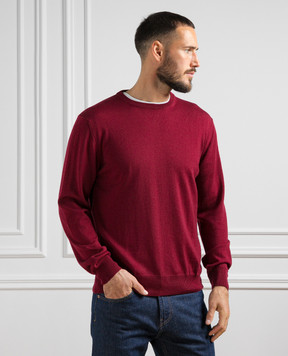 Cashmere&Whiskey Burgundy jumper made of wool 92392