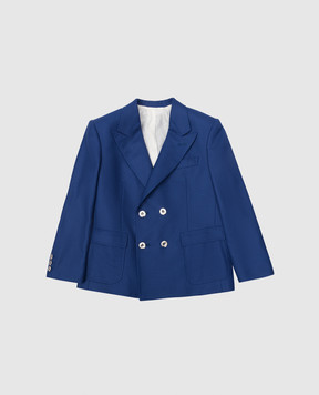 Stefano Ricci Children's double-breasted blue wool jacket Y1RF378000HC2910