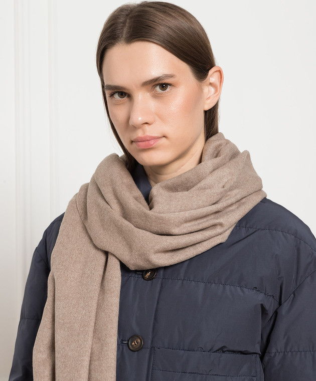 BRUNELLO CUCINELLI ストール ベージュ系 Brunello Cucinelli - Beige stole made of silk with a monil chain