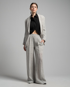 Brunello Cucinelli Gray linen jacket with monil chain MH5702519