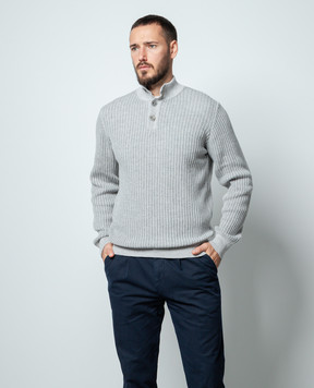 Cashmere&Whiskey Gray striped wool and cashmere jumper PL104