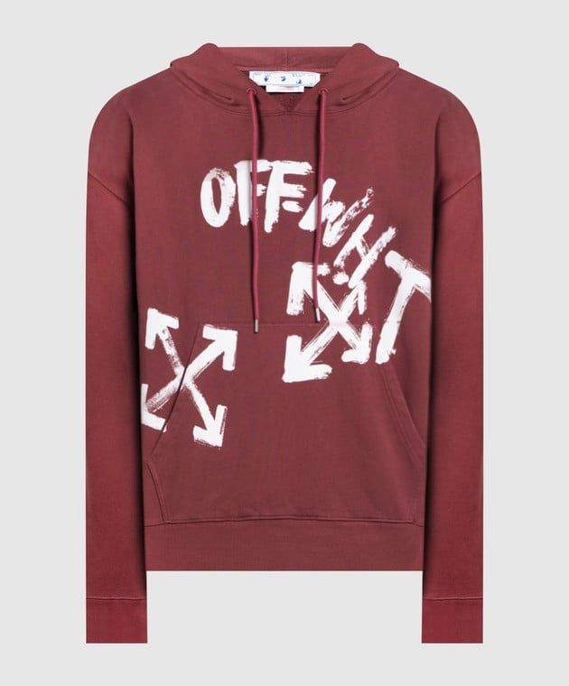 Off White Burgundy hoodie with Paint script logo print OMBB085F22FLE006 buy with Czech Republic delivery at Symbol
