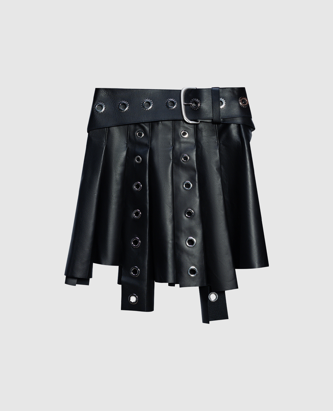 

Black pleated leather skirt with grommets Off-White