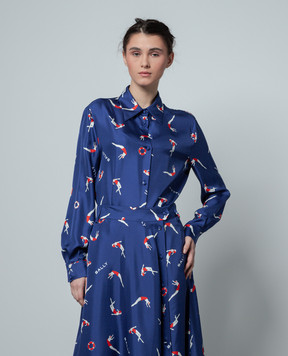 Bally Blue printed Marine silk blouse L5BA829FSE126