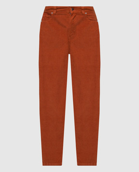 Kiton Brown corduroy trousers with logo embroidery DJ56110XC5054