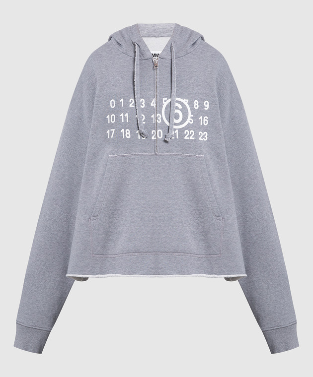Maison Margiela MM6 - Gray hoodie with logo print S52GU0204S25387