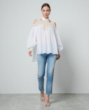 Ermanno Scervino White blouse with lace D442K330JBN