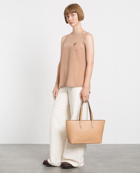 Brunello Cucinelli Beige silk top with eco-brass MP993BK420