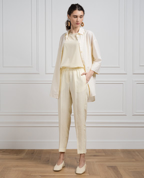 Peserico Yellow linen pants with monil chain P0407202606