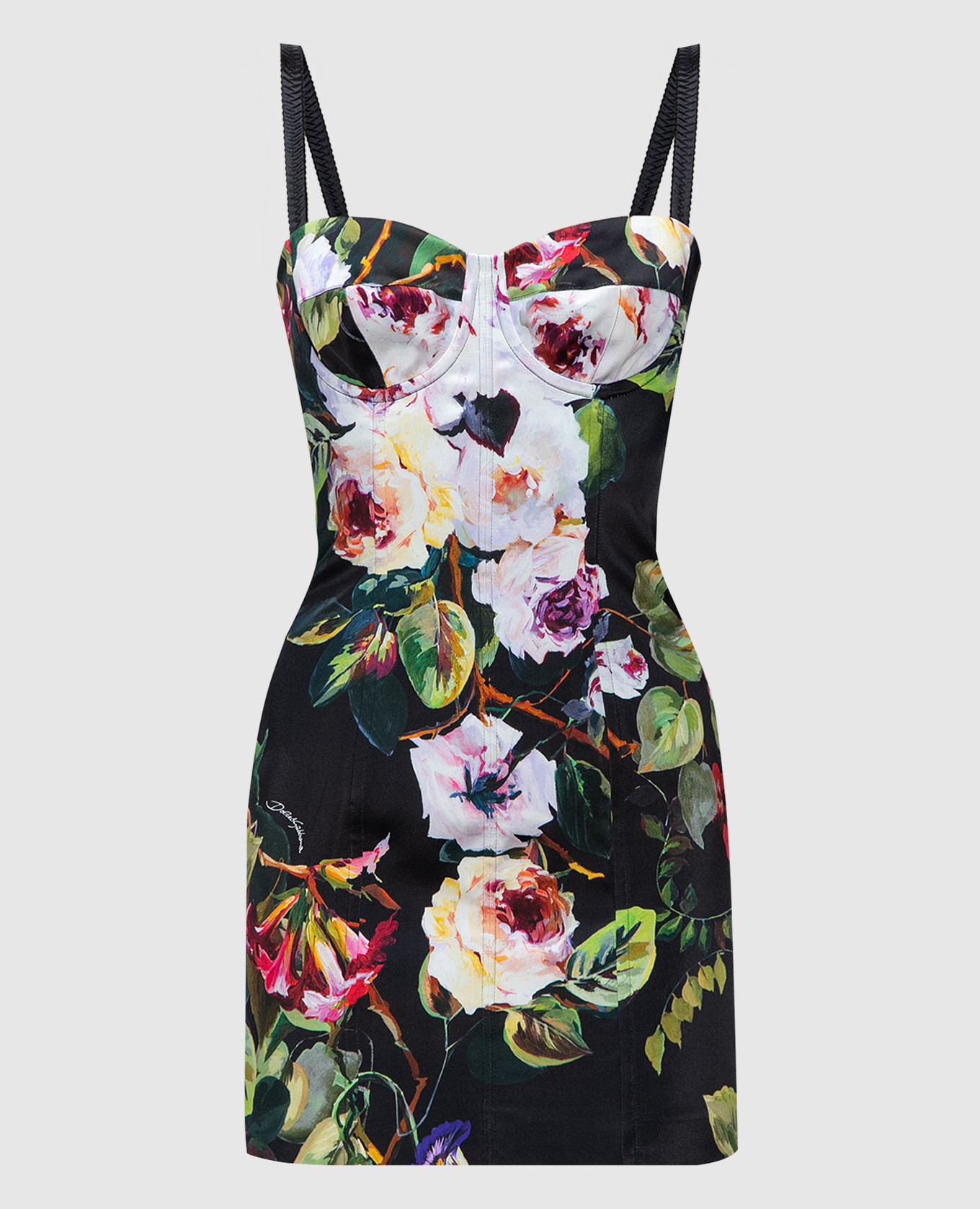 

Black mini dress with silk in floral print Dolce&Gabbana