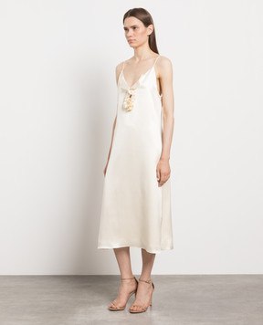 Magda Butrym Beige dress-combination made of silk with an appliqué 202523