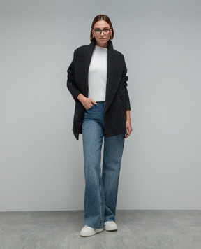 CO Gray cashmere cardigan with a textured pattern 8479CMR