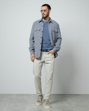 ISAIA Blue logo silk t-shirt MCI154JP001