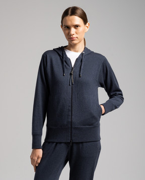 Brunello Cucinelli Blue cashmere sports jacket with monil chain M12169106