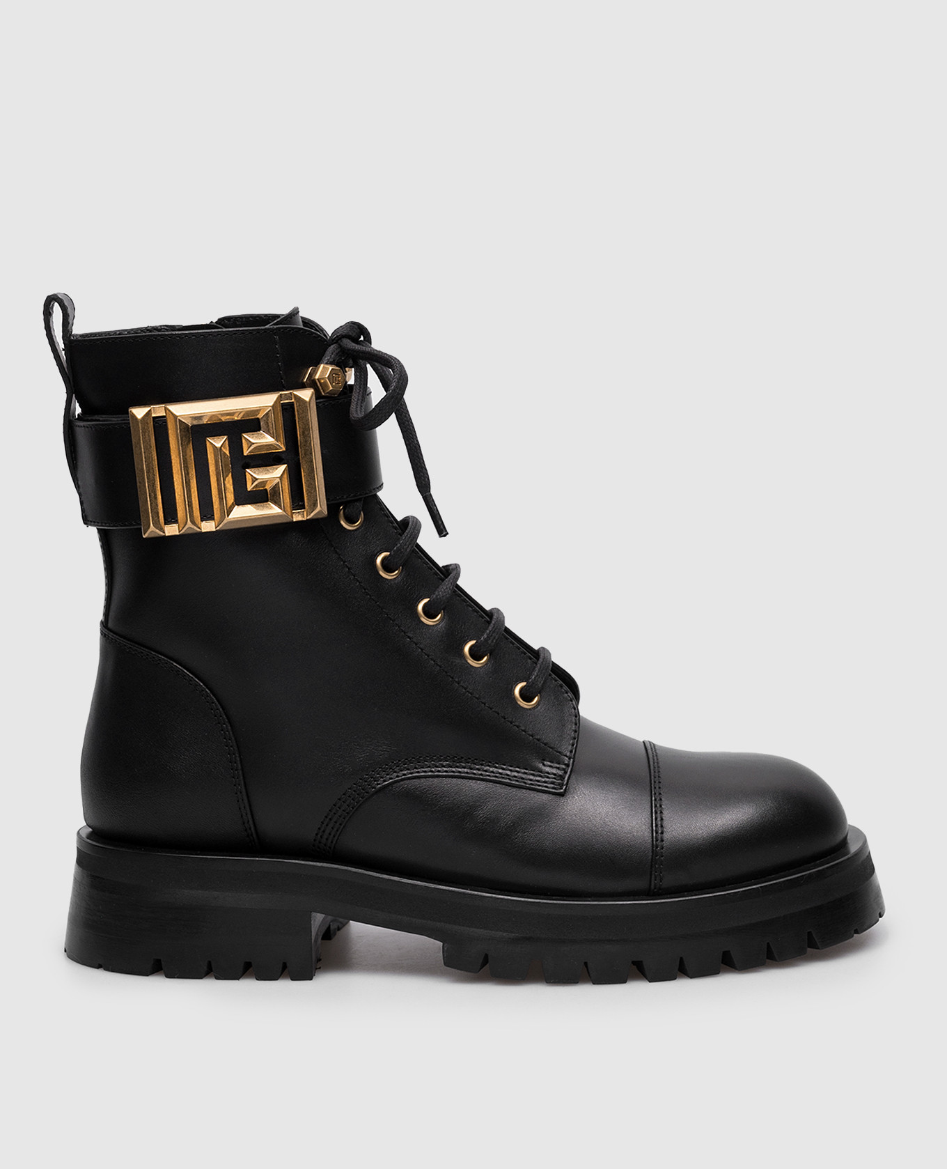 

Black leather boots with metallic monogram logo Balmain