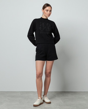 Palm Angels Black Statement sweatshirt with logo embroidery PWBA016R24FLE001