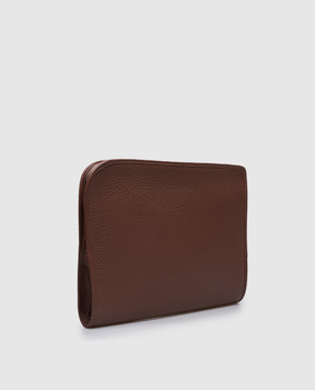 Enrico Mandelli Brown leather folder for documents with embossed logo BRANDO7213