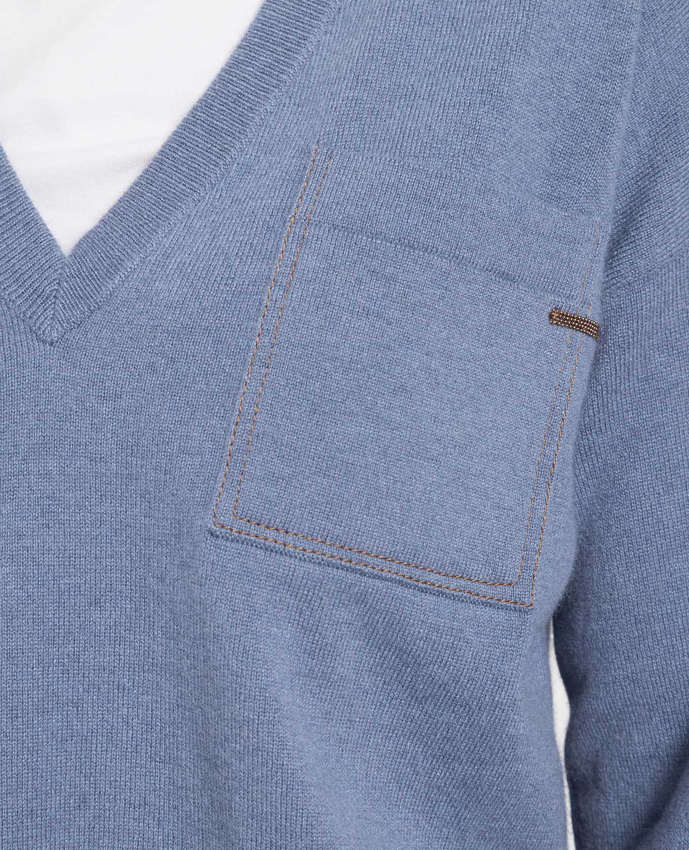 

Blue cashmere pullover with monil chain Brunello Cucinelli