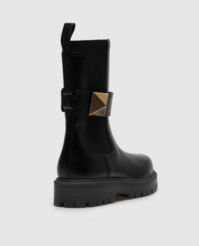 Valentino One Stud Beatle Black Leather Chelsea Boots 3W2S0FY1KUM