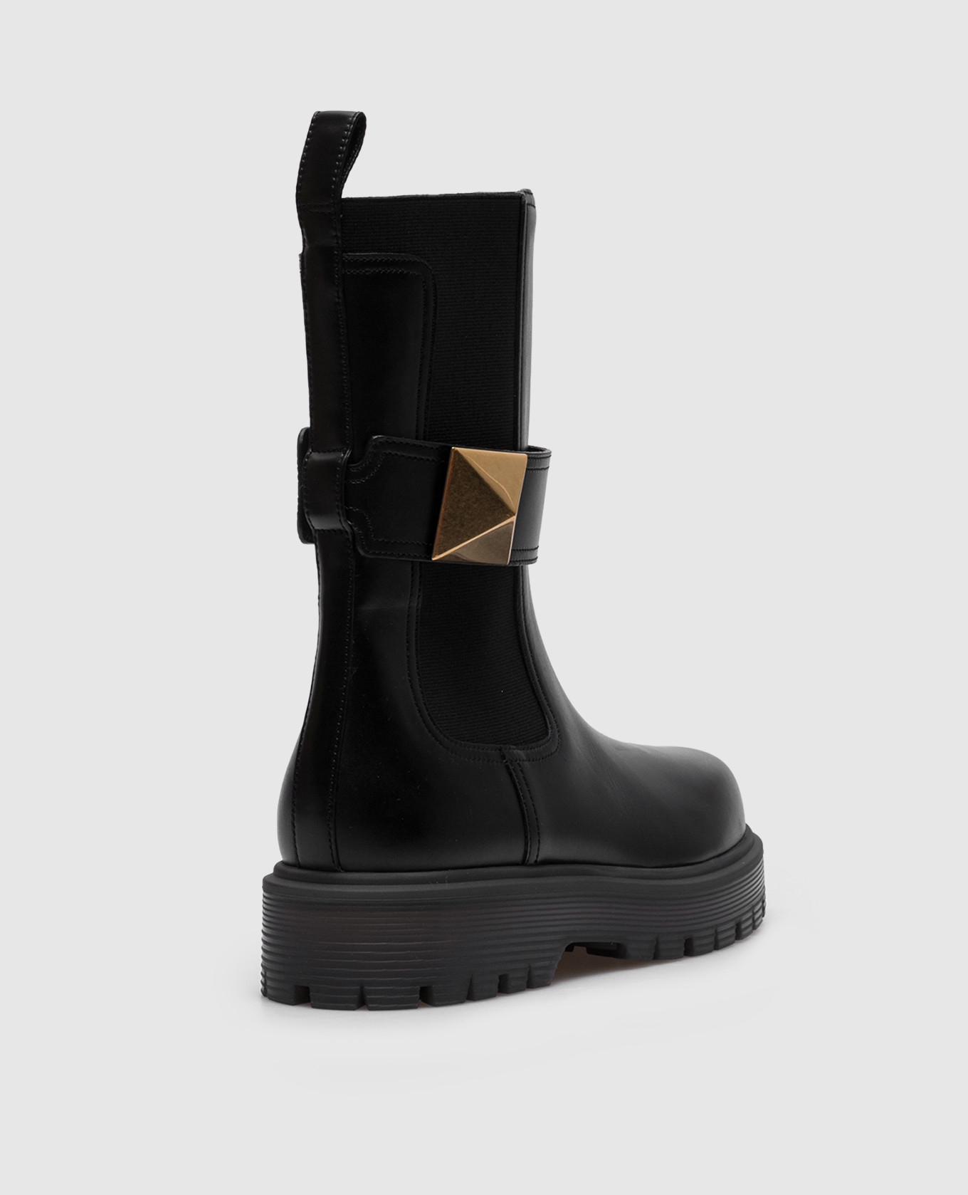 

One Stud Beatle Black Leather Chelsea Boots Valentino