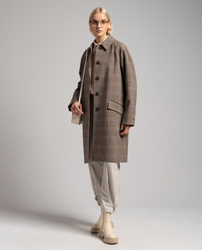 Max Mara Sportmax Vasaio check brown coat VASAIO