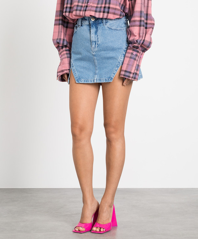 The Attico - Lula blue distressed denim mini skirt
