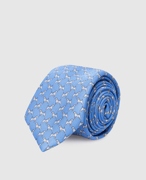 Stefano Ricci Children's blue silk set of patterned tie and shawl YDHNG300