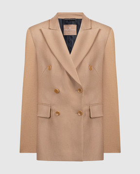 Ermanno Scervino Brown double-breasted woolen jacket D436I315HJA